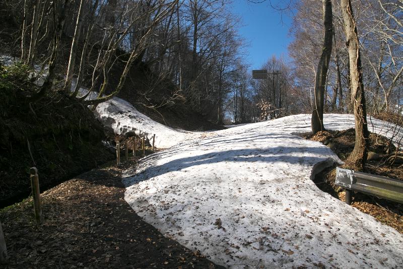 林道に横たわる残雪